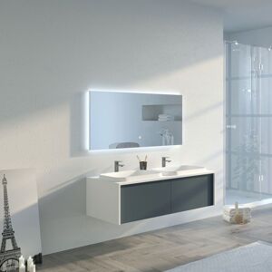 Distribain Meuble salle de bain SPEZZANO 1200 Gris beton et Blanc