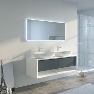 Distribain Meuble salle de bain BELLANO 1400 Gris beton et Blanc