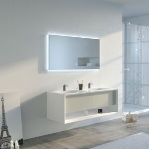 Distribain Meuble salle de bain PIAZZA 1200 Beige galet et Blanc