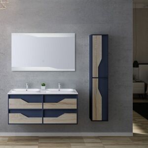 Distribain Meuble salle de bain URBINO 1200 Scandinave et Bleu Saphir