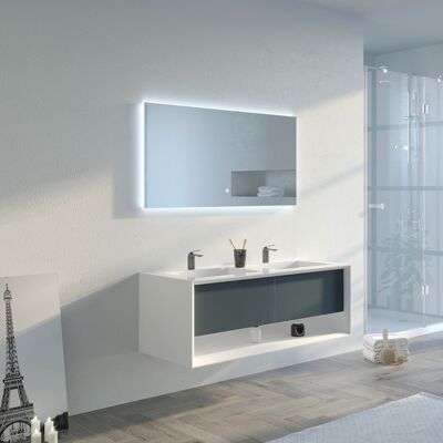 Distribain - PIAZZA 1200 - Gris béton - Blanc - Bathroom vanity - Publicité Distribain - PIAZZA 1200 - Gris béton - Blanc - Bathroom vanity - Publicité