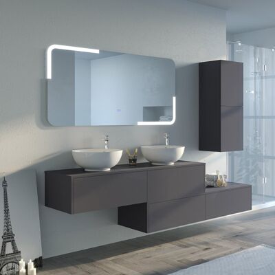 Distribain Meuble Salle de Bain - DOLCE VITA Double Vasque - Gris Anthracite - Meuble Salle de Bain - Publicité Distribain Meuble Salle de Bain - DOLCE VITA Double Vasque - Gris Anthracite - Meuble Salle de Bain - Publicité