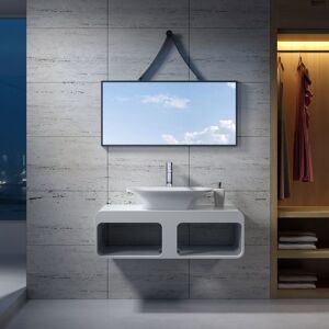 Distribain Plan de toilette avec vasque rectangulaire en solid surface SDK52 SDV36