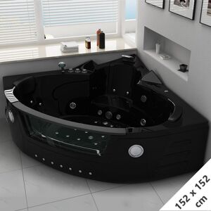 Distribain Baignoire balneo d'angle noire Manhattan Black 38 jets