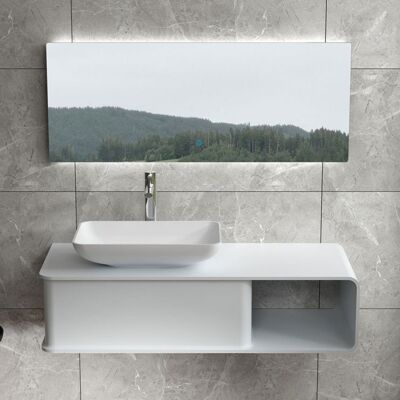 Distribain Plan de toilette suspendu avec vasque rectangulaire en solid surface SDVP7L - Publicité Distribain Plan de toilette suspendu avec vasque rectangulaire en solid surface SDVP7L - Publicité