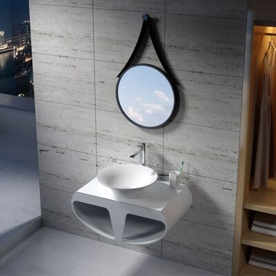 Distribain Plan de toilette avec vasque ronde en solid surface SDK55 + SDV32 - Publicité Distribain Plan de toilette avec vasque ronde en solid surface SDK55 + SDV32 - Publicité