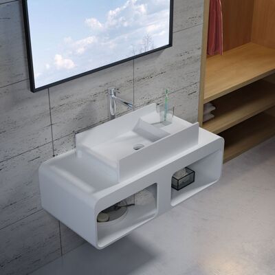 Distribain Plan de toilette avec vasque rectangulaire en solid surface SDK52 + SDV71 - Publicité Distribain Plan de toilette avec vasque rectangulaire en solid surface SDK52 + SDV71 - Publicité