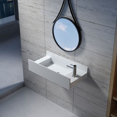 Distribain Vasque suspendue en solid surface SDV67R version droite - Publicité Distribain Vasque suspendue en solid surface SDV67R version droite - Publicité