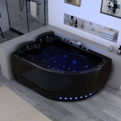 Distribain Baignoire balnéo asymétrique D-Maori Black whirlpool 32 jets - Publicité Distribain Baignoire balnéo asymétrique D-Maori Black whirlpool 32 jets - Publicité