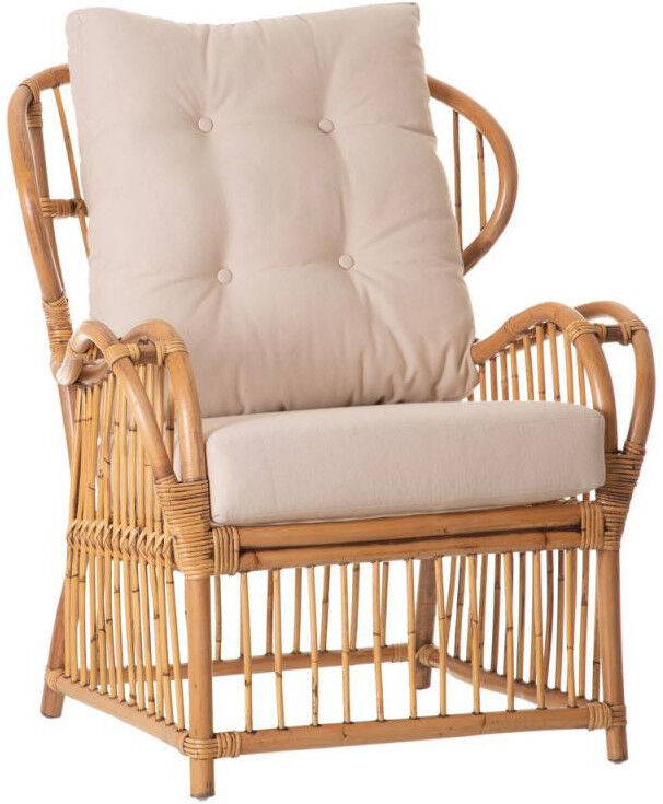 Tousmesmeubles Fauteuil à accoudoirs avec coussins Rotin - TEBIGY - L 77.5 x l 64 x H 95 Tousmesmeubles Fauteuil à accoudoirs avec coussins Rotin - TEBIGY - L 77.5 x l 64 x H 95