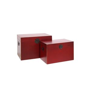 Tousmesmeubles Duo de coffres Rouge Meuble Chinois - PEKIN - L 58 x l 38 x H 34 cm