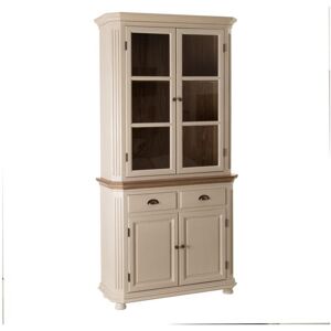 Tousmesmeubles Vaisselier 4 portes 2 tiroirs Bois/Crème - CAMILLE - L 96 x l 38 x H 195 cm