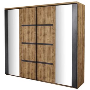 Tousmesmeubles Armoire 2 portes coulissantes 217 cm Bois Tropical - HADES - L 217 x l 63 x H 221 cm