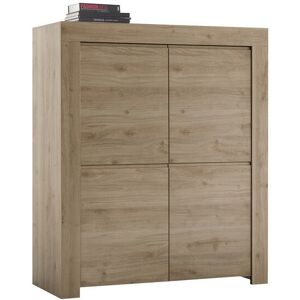 Tousmesmeubles Vaisselier 4 portes Chene naturel - PISE - L 110 x l 42 x H 140 cm