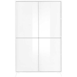 Tousmesmeubles Vaisselier 4 portes Laque Blanc brillant - TREVISE - L 104 x l 40 x H 174 cm