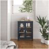 Tousmesmeubles Vitrine 2 portes Bleu/Bois - VOLCAN - L90 x l40 x H110 cm