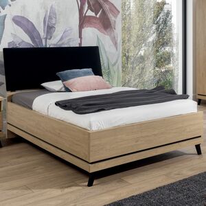 LIVEO Lit coffre 120x200 cm Chêne naturel - POZNAN - L 128 x l 220 x H 106