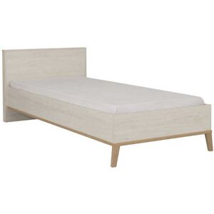 Tousmesmeubles Cadre + Tête de lit 120*200 Bois blanchi - SOLVEIG - L 129 x l 210 x H 86 cm