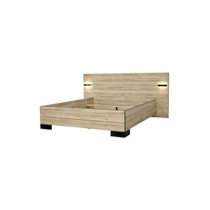 Tousmesmeubles Cadre + Tête de lit 140*190 cm Chêne naturel - OUDONG - L 200 x l 208 x H 103 cm