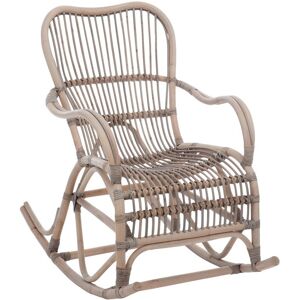 Tousmesmeubles Rocking Chair Rotin Grisé - RICKY - L 110 x l 66 x H 93 cm