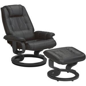 Tousmesmeubles Fauteuil de relaxation Cuir Noir - EXCELLY n°1 - L 84 x l 76 x H 104 cm