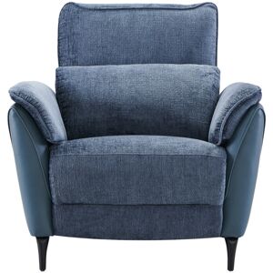 Tousmesmeubles Fauteuil relax électrique Tissu/Simili cuir Bleu - CEPHEE - L 96 x l 88 x H 109 cm