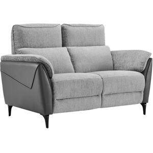 Tousmesmeubles Canapé 2 places relax électrique Tissu/Simili cuir Gris - CEPHEE - L 149 x l 88 x H 109 cm