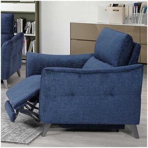 Tousmesmeubles Fauteuil relax électrique Tissu Bleu nuit - CARINA - L 96 x l 98 x H 100 cm