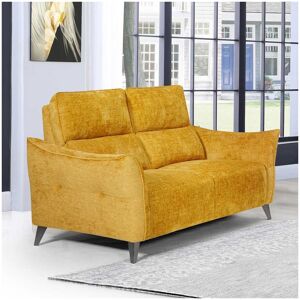 Tousmesmeubles Canapé 2 places relax électrique Tissu jaune - CARINA - L 152 x l 98 x H 100 cm