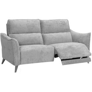 Tousmesmeubles Canapé 3 places relax électrique Tissu gris argent - CARINA - L 184 x l 98 x H 100 cm