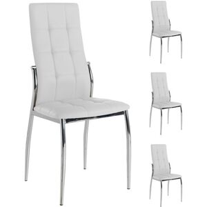 Tousmesmeubles Quatuor de chaises Eco-cuir Blanc - CALAS - L 46 x l 54 x H 101 cm