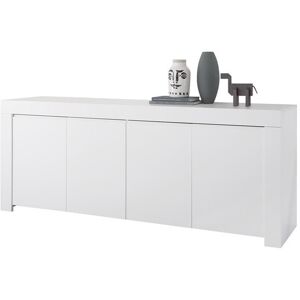 Tousmesmeubles Buffet moderne en bois 4 portes blanc laqué mat - PISE