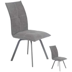 Tousmesmeubles Duo de Chaises Métal/Tissu gris - FRESNO - L 45 x l 64 x H 95 cm