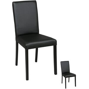 Tousmesmeubles Duo de chaises Simili Cuir Noir - SONIA - L 49 x l 44 x H 90 cm