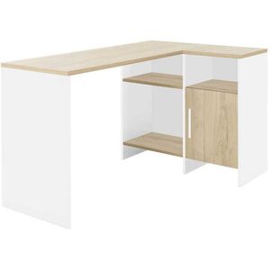 Tousmesmeubles Bureau d'angle Blanc/Bois - LIVERSTIA - L 39/88 x l 100/136 x H 76 cm