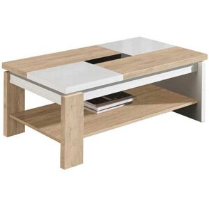 Tousmesmeubles Table basse relevable Bois clair/Bois blanc - LILAU