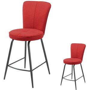 Tousmesmeubles Duo de chaises de bar Tissu/Métal Rouge - GARANA - L 40 x l 56 x H 99 cm