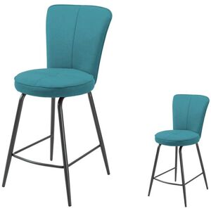 Tousmesmeubles Duo de chaises de bar Tissu/Métal Bleu - GARANA - L 40 x l 56 x H 99 cm