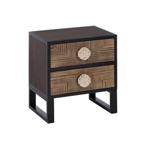 Tousmesmeubles Table de chevet 2 tiroirs Bois/Marron - TELMA