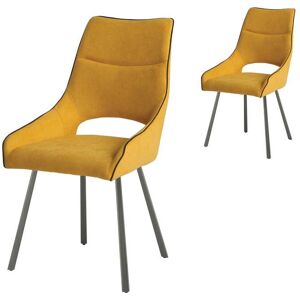 Tousmesmeubles Duo de Chaises Métal/Tissu jaune - FRASNA - L 51 x l 60 x H 94 cm