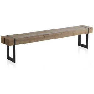 Tousmesmeubles Banc de table Bois Naturel/Métal - VONGOLEN - L 200 x l 30 x H 45 cm