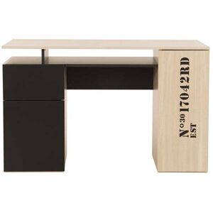 Tousmesmeubles Bureau avec rangements Bois/Noir - THEAU - L 120 x l 55 x H 75 cm