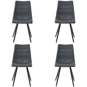 Tousmesmeubles Quatuor de Chaises Simili cuir/Métal Noir - OSTENDE - L 42 x l 55 x H 86 cm