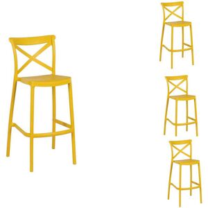 Tousmesmeubles Quatuor de Chaises de bar Jaune - RETRONA - L 52.5 x l 44.9 x H 107 cm