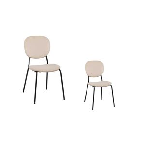 Tousmesmeubles Duo de chaises Tissu/Métal Beige - NAVEA - L 45.5 x l 53.5 x H 82.5 cm