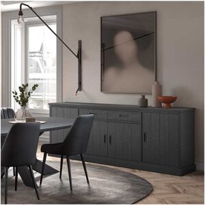 Tousmesmeubles Buffet 4 portes 2 tiroirs Bois Noir - UNYS