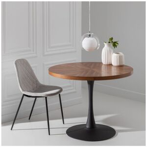 Tousmesmeubles Table de repas ronde Bois/Noir 100 cm - ARITIO