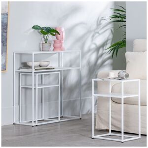 Tousmesmeubles Trio de consoles métal Blanc - URBAN - L 80 x l 30 x H 80 cm