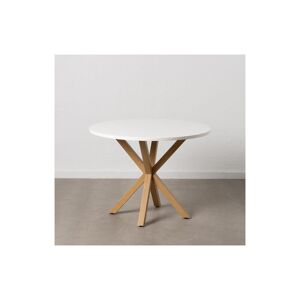 Tousmesmeubles Table de repas ronde Blanc/Métal Bois - BALOO