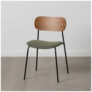 Tousmesmeubles Quatuor de chaises Tissu vert kaki/Bois foncé - BERET - L 49 x l 53 x H 80 cm